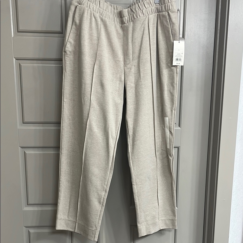 Tan Wide-Leg Trousers with Elastic Waistband